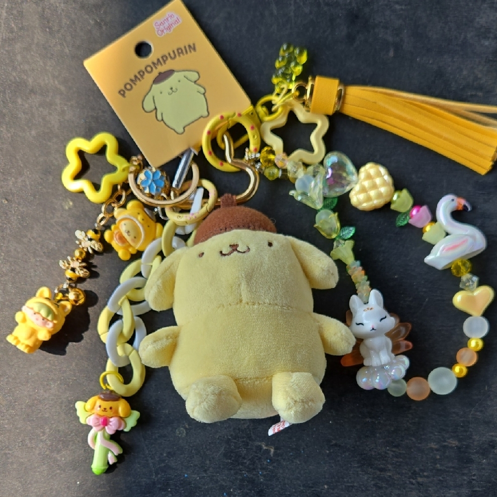 Sanrio Pompompurin Yellow And Brown Dangler/Keychain